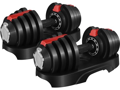 Yaheetech Adjustable Dumbbells 12.5KG/18KG/24KG/40KG Adjustable Dumbbell Set Space-Saving Adjustable Weights with Safety Locking Mechanism, Home Gym Strength Training Equipment for Full Bodybuilding Yaheetech Adjustable Dumbbells 12.5KG/18KG/24KG/40KG Adjustable Dumbbell Set Space-Saving Adjustable Weights with Safety Locking Mechanism, Home Gym Strength Training Equipment for Full Bodybuilding