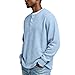 Henley Shirts for Men Big and Tall Long Sleeve Waffle Knit Shirt Plain Plus Size Comfy Thermal Jersey Golf Workout Shirts Lightweight Fashion Waffle Texture Shirt Button Vneck Tshirts Light Blue 4XL
