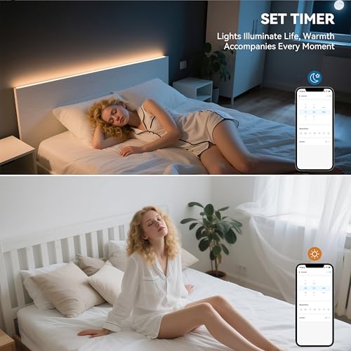 PAUTIX COB LED Strip Light White CCT Tunable 32.8ft/10m,UL-Listed 6400LEDs Dimmable 2700K-6500K CRI90+ 24V LED Tape Light Kit with APP Control/Music Mode,for Under Cabinet Bedroom Kitchen DIY Lighting