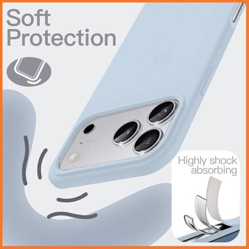 Image of Premium Liquid Silicone Case for iPhone 17 Pro - Slim Full Body Protective Back Cover with Soft Microfiber Lining, Anti-Slip Grip Scratch Resistant Phone Case (Sky Blue)