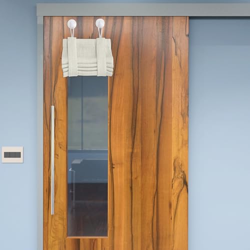 NICETOWN Classroom Door Window Cover, Blackout Shades for Windows and Lockdown Shades, Room Darkening Design Faux Linen French Door Curtain Blocks Vie