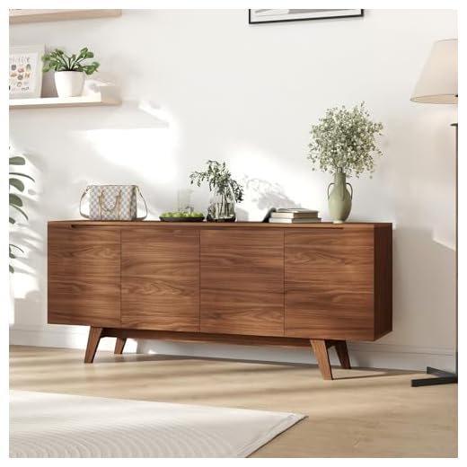 31+ Inspiring Mid Century Decor Ideas for a Stylish Home 3 ANJ 70" Sideboard Buffet Cabinet with Storage, Mid-Century Modern Console Table with Adjustable Shelf Design, Wooden Coffee Bar Cabinet for Kitchen,Living Room,Hallway (Walnut)