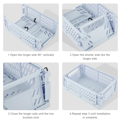Pmueuff 2 Stücke Klappbox, 25 x 16 x 10cm Aufbewahrungskorb Faltbar Groß Stabil Klappkiste Plastik, Stapelbar Klappkorb Kunststoff Aufbewahrungskorb für Küche Badezimmer Büro Kinderzimmer Schlafzimmer