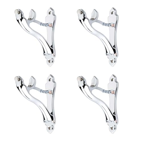 Image of Ferio Heavy Curtain Bracket and Holder for Door and Window Accessories, Curtain Support, Rod Brackets, Curtain Brackets Rod Support for 1 inch Rod Chrome Finish 2 Set (4 pcs)