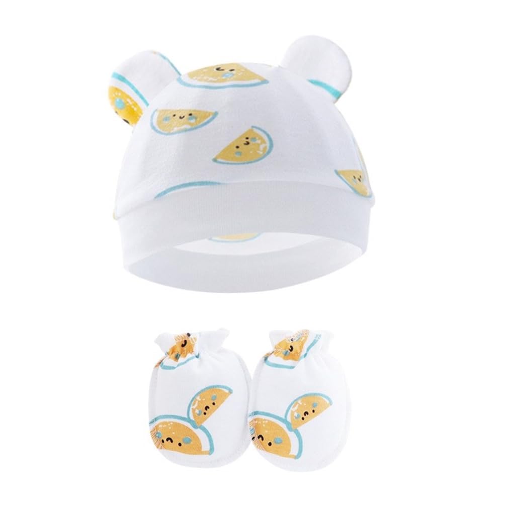 Soft Breathable Baby Hat and Mittens Set for Newborns Cotton Comfortable Fetal Caps Gentle Protections for 0-6 Months