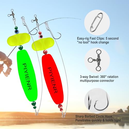 PIYIENR Catfish Float Rattler Rig Equipo de Pesca para Bagres con Flotadores y Anzuelos Circulares miniatura 5