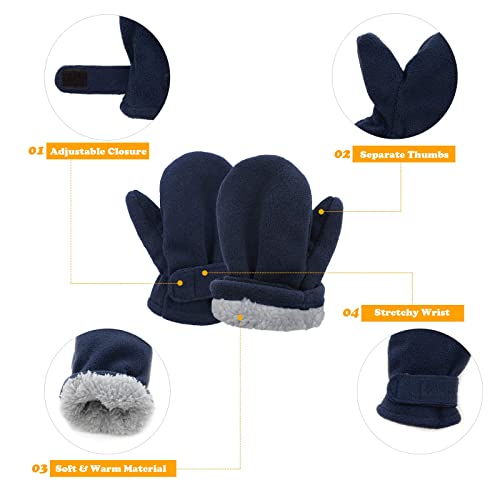 American Trends Toddler Mittens Winter Snow Kids Mitten For Toddler Boys Girls Ski Warm Fleece Gloves Black&Drak Grey M thumb #1