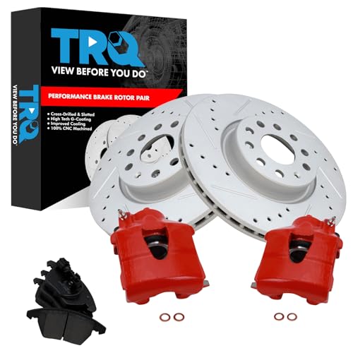 Image of TRQ Performance Front Brake Pad and Rotor Set Ceramic 280 mm Vented Rotors | For 2009-2011 Audi A3 Quattro