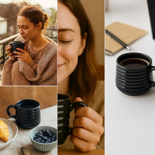 Image of Coffee Mug Set of 6, Tea Cups, Microwave Safe Coffee Mugs, Ceramic Tea Cups,Home & Office Use, Every Occasion and Gift - 250 ml Each