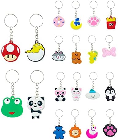 GADMEXILY 100pcs Cartoon Keychain for Kids Party Favors, Mini Cute Keyring for Classroom Prizes, Birthday Christmas Party Favors Gift, Goodie Bag Stuffers Supplies, 20 Colors