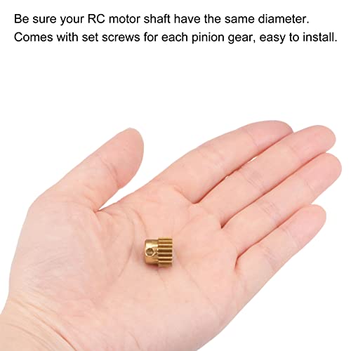 Image of uxcell Pinion Gear Set, Brass Motor Rack Straight Spur Gear with Step, 0.5 Mod 20T 5mm Bore 11mm Outer Dia, M3 Set Screws Included