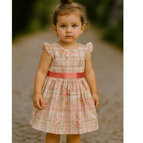 Image of TotzTouch Baby Girls Gathered Floral Printed Dress