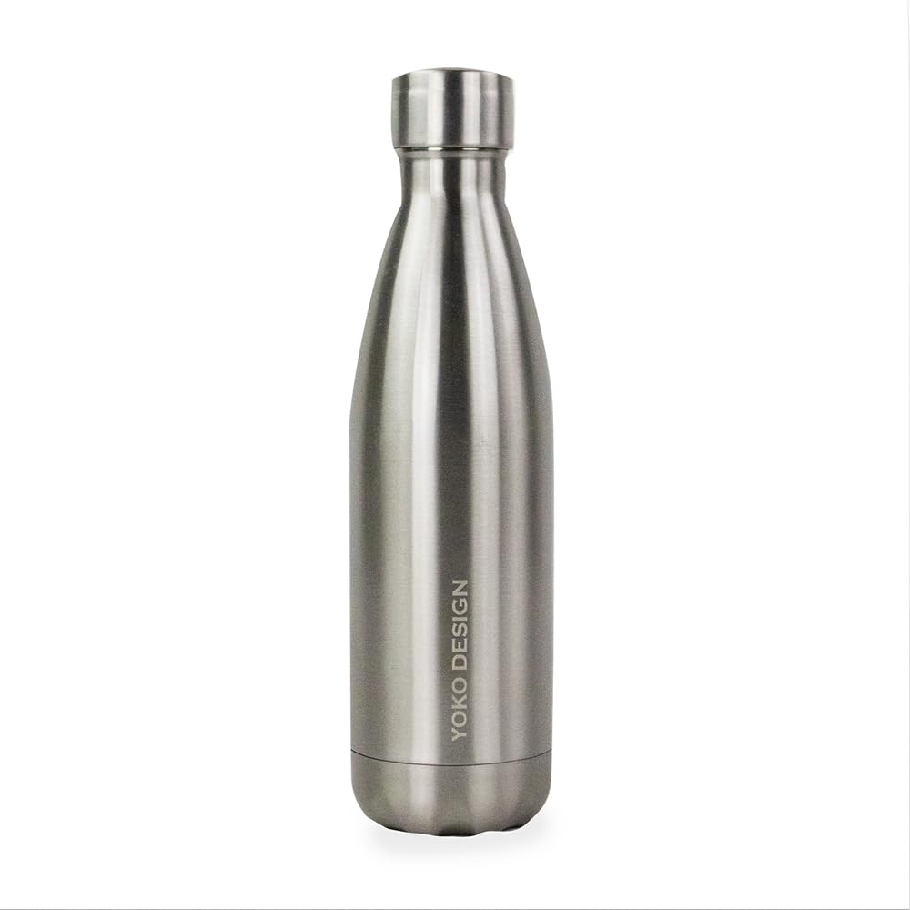 YOKO DESIGN 1335 Stainless Steel Double Wall Bottle Silver 25.5 x 6.5 x 6.5 cm
