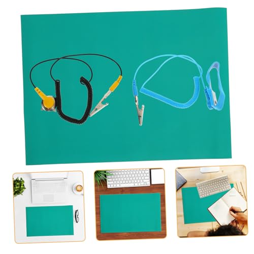 FUNOMOCYA Anti-Static Table Mat Anti Static Mat Electronics Repair Mat Magnetic Insulation Pad Holder Grounding Desk Pad Circuit Resistant Work Stations Pad Soldering PCB Third Green Rubber