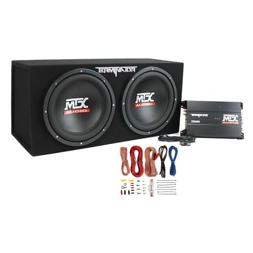MTX TNP212D2 12-Inch 400-Watt RMS Dual Loaded 1200-Watt Car Subwoofer Enclosure Audio with Sub Box, Mono Block Amplifier, and 8 Gauge Amplifier Amp Complete Wiring Installation Kit