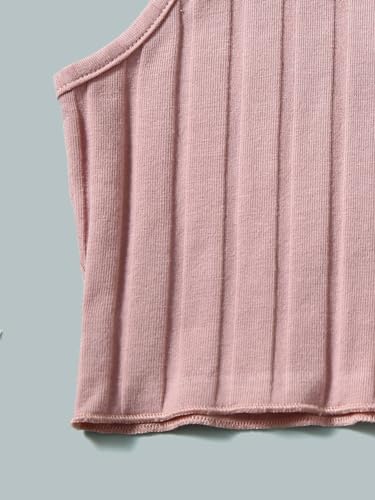 SHENHE Girl's 2 Piece Sleeveless Scoop Neck Ribbed Lettuce Trim Tank Crop Tops3