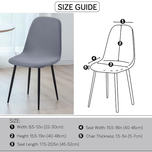Image of HOKIPO 'SereneSolids' 140 GSM Shell Chair Cover, Mid Century Modern Dining Chair Cover, Pack of 1, Smokey Grey (AR-6248-SGRY)