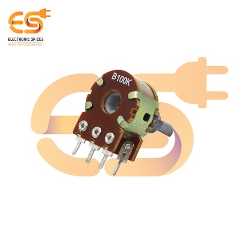 Image of Electronic Spices 100k 6 Pin D Shaft Dual Gang Rotary Potentiometer (A100, B100) Volume Pot 100K with Knob for Multiple Applications (Pack of 4)