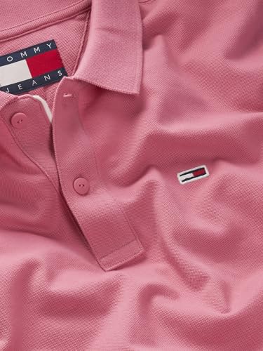 Tommy Jeans Herren Poloshirt Kurzarm Placket Slim Fit, Rosa (Preppy Pink), XXL – Ansicht 4