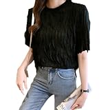 [NONELECEDOLE] プリーツ tシャツ レディース トップス 半袖 クルーネック プルオーバー シャツ 無地 体型カバー カジュアル 着痩せ ファッション 可愛い オフィス 通勤 春 夏 秋