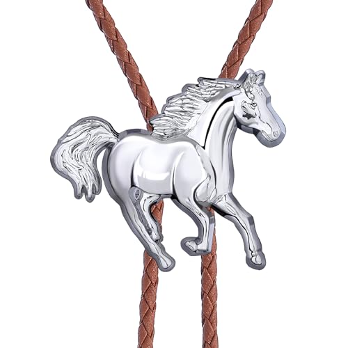 Image of GelConnie Bolo Ties for Men Women Western Cowboy Tie Mens Western Necklace Leather Necktie Gold Bolero Tie Cowboy Necklace
