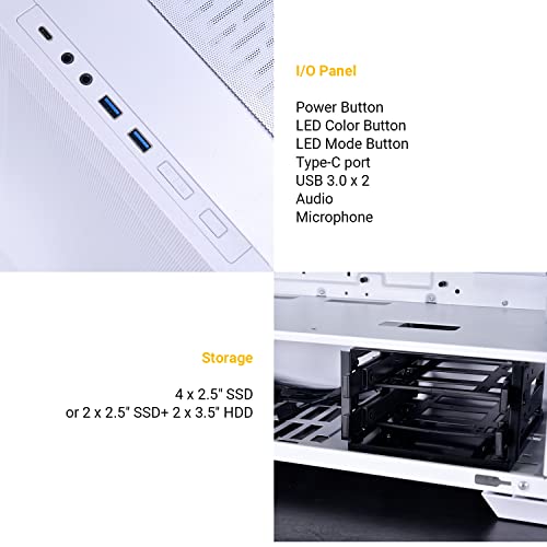 Image of LIAN LI High Airflow Mid-Tower ATX PC Case with RGB Fans, Tempered Glass Side Panel, USB-C Port (LANCOOL 205 MESH C, White)