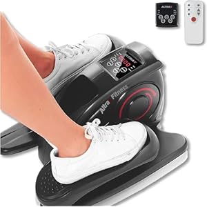 ALTRAX Powered Foot Pedal Exerciser, Silent Under Desk Electric Elliptical Mini Bike, Leg Exerciser While Sitting – Compact Non-Slip Quiet with Remote Control – Gym, Office and Home – 110 V