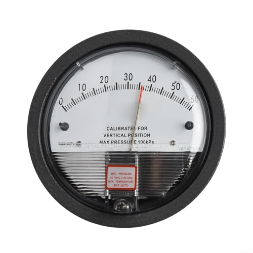 Medidor de presión diferencial de aire y gas con puntero para medición precisa de presión positiva y negativa en uso industrial y sala limpia (0-60pa)