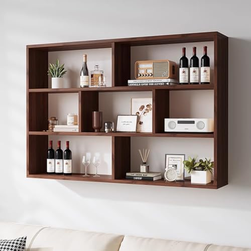 Étagère flottante en bois pour bouteilles de bar et tasses dans le salon