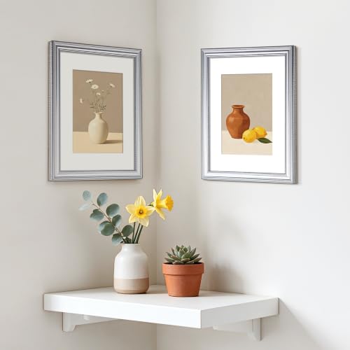 Image of upsimples 8.5 by 11 Picture Frame, Vintage Frames Decor, 1Pack Silver | Fit 6x8 and 8.5x11 Photo, Wall or Tabletop Display, Antique-style Decoration, Rustic Farmhouse Decor, For Weddings