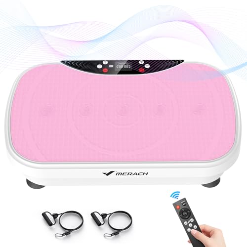 MERACH Vibration Plate Exercise Machine, Vibration Plate for Lymphatic Drainage Weight Loss, Vibrating Plate Exercise Machine with Bluetooth and LED Display, Workout Equipment for Women Men Home