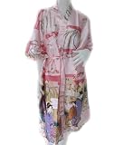 100% Thai Silk Robe- Japanese Geisha Design- Soft Pink Color