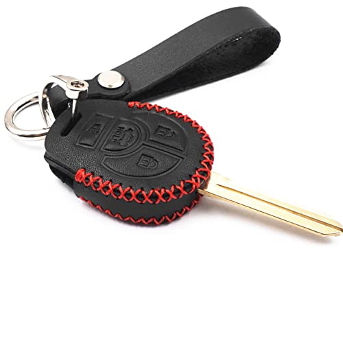 WFMJ Black Leather for Nissan 350Z Altima Armada Cube Maxima Sentra Note 3 4 Buttons Smart Remote Key Fob Case Cover Chain (4 Buttons)