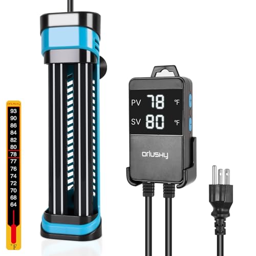 Orlushy 800W Submersible Aquarium Heater, Adjustable Fish Tank Heater with Digital Display External Controller, Overheat Protection and Free Thermometer for 80-175 Gallon Freshwater and Saltwater Tank