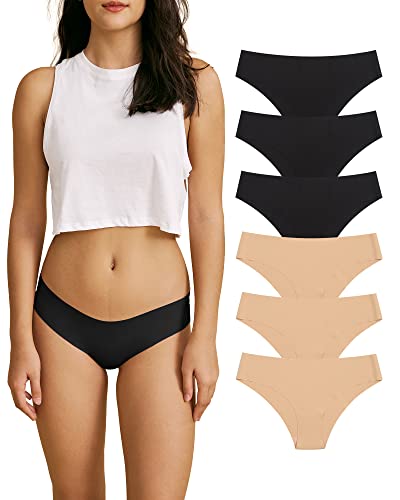 Image of SHARICCA Women Seamless Cheeky Bikini No Show Panties Ladies Invisible Breathable Briefs Soft Stretch Underwear Multi Pack