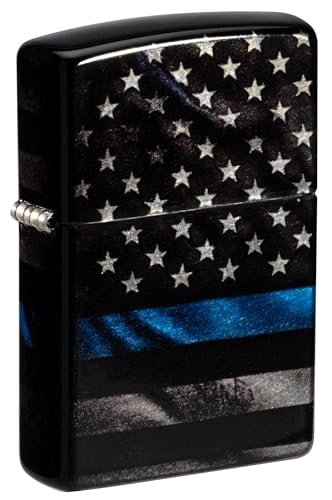Encendedor Zippo Police Flag Blue Line miniatura 1