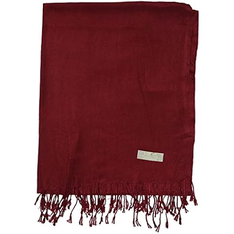 Soophen Pashmina Scarf Beautiful Solid Colors - Burgundy Cover
