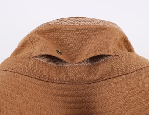 Image of Home Prefer UPF 50+ Wide Brim Sun Hat Mesh Crown Foldable Cotton Bucket Cowboy Hat for Men Safari Golf Fishing Beach Garden
