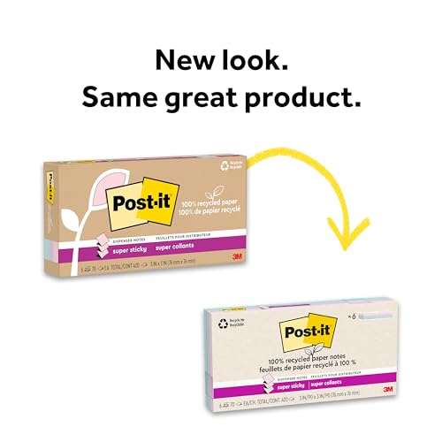 Post-it 100% Recycled Super Sticky Notes, 4 x 6 in, Oasis, 8 Pads - image 8