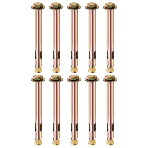 M METERXITY 10-Pack Hex Expansion Bolt, M12x150mm Colored Galvanized Iron-Carbon Steel External Hex Expansion Bolts, Anti-Corrosion Metal Bolt for Concrete/Dry Brick/Block Walls