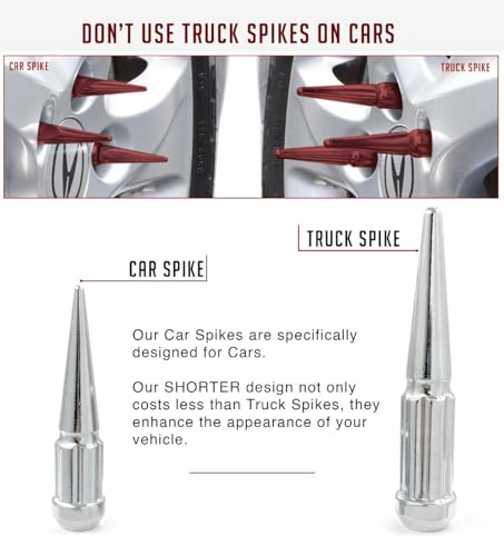 Image of Wheel Accessories Parts 20 Pcs M12 x 1.25 12 x 1.25 Thread Spike Spline 3.35 inch Long Lug Nuts Chrome Car Spline Hex Fits Nissan 370Z Sentra | Subaru BRZ Outback WRX | Toyota GR86