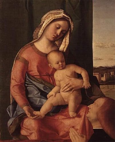 Lienzo decorativo para pared de salón: arte clásico la dama y el niño de SERENDIPITP 60x90cm