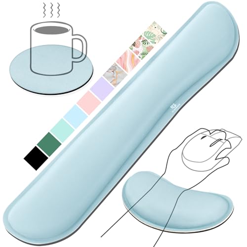 Gimars Repose Poignet Clavier, Reposes-Poignets Souris Ergonomique en Mousse à Mémoire, Support Tapis de Clavier Repose Gel avec Base Antidérapant pour...