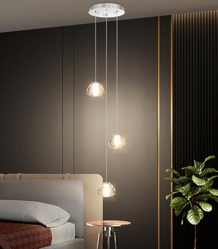 Image of Modern Chandelier Crystal Pendant Light for Kitchen Island Dining Room Bedroom Hallway Silver