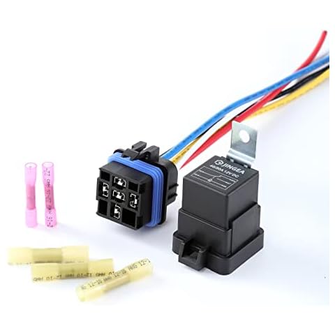 Auto Relay 5-PIN 40/30 AMP 12V DC Waterproof Relay with Harness - Heavy Duty AWG Tinned Copper Wires (1) Cover