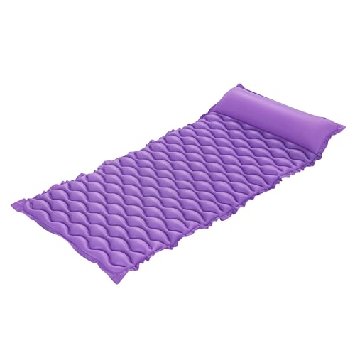 Bestway Luftmatratze Float 'n Roll, 213 x 86 cm, 1 Person, 90 kg Belastbarkeit, Integriertes Kopfkissen, Sicherheitsventile, Strapazierfähiges PVC, Reparaturflicken, 1 Stück (Lila)
