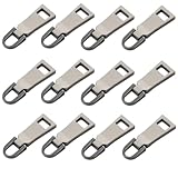 12 Pcs Zipper Pull Replacement, Metal Zipper Puller Zip Slider Replacement Extender Sewing Supplies for Suitcase Luggage Backpack Jacket Boots, Black