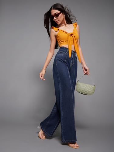 Image of Miss Chase Women's Wide-Leg High-Rise Regular-Length Stretchable Shaping Denim Jeans