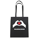 wetter waldkraiburg 16 tage 42x38 cm JOllify WALDKRAIBURG Baumwolltasche Tasche Beutel B1465black - Farbe: schwarz: Hände Herz