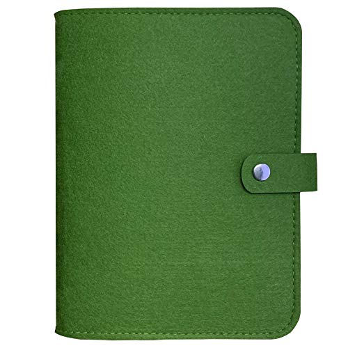 A5 Planner Binder Budget Binder Personal Organizer Wool Felt Notebook, with PVC Zip Binder Pockets Pouch, Today Bookmark Ruler, PP Plate Mat for Writing,Harphia (Green, A5 9 x 6.69'')
